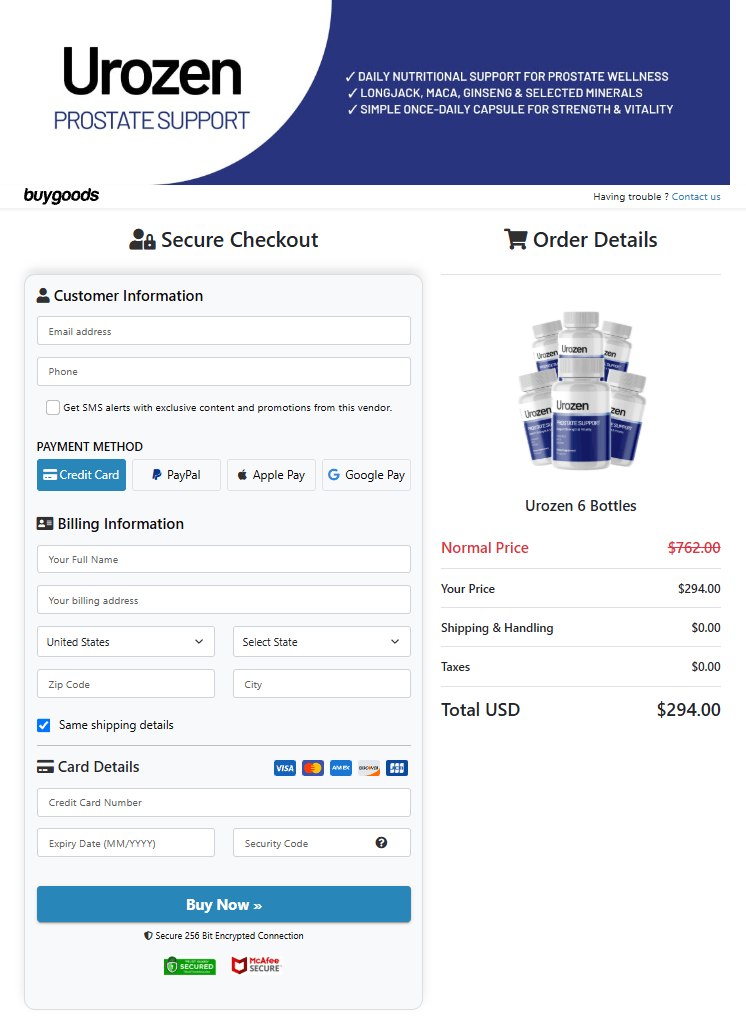 Urozen order form